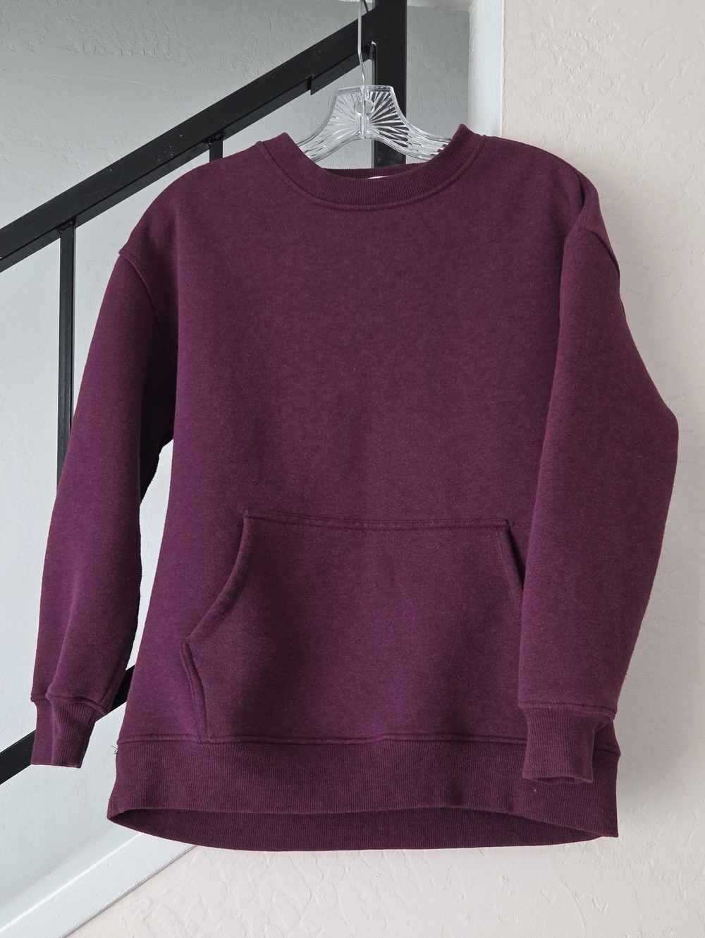 Women's Crewneck Pocket Sweater - Burgundy/Purple